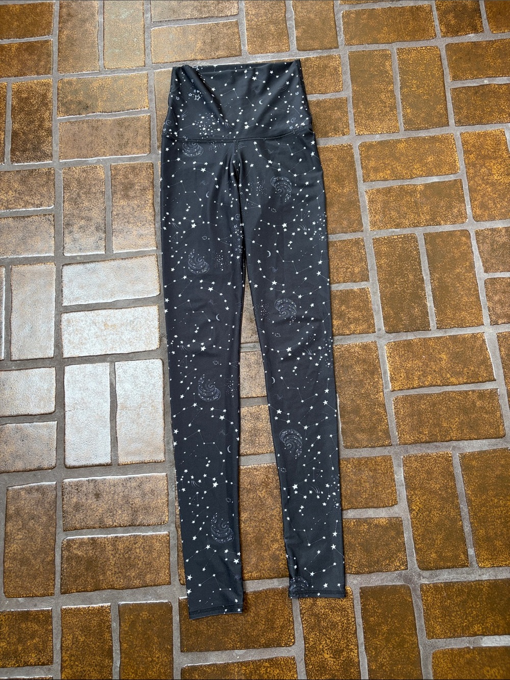 Emily Hsu Designs Black & White Constellation Print High Waist Leggings